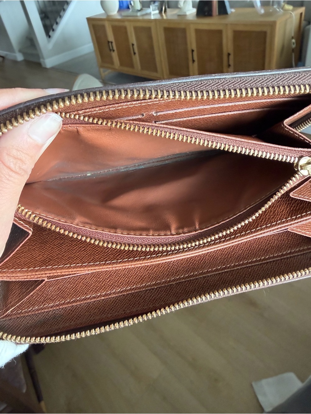 Louis Vuitton Monogram Zip Wallet in Brown and Gold-Tone - Picture 7 of 8